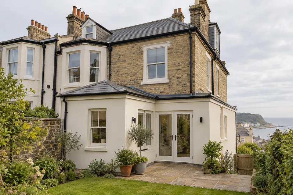 Illustrative property showing how a rendered elevation meets existing materials